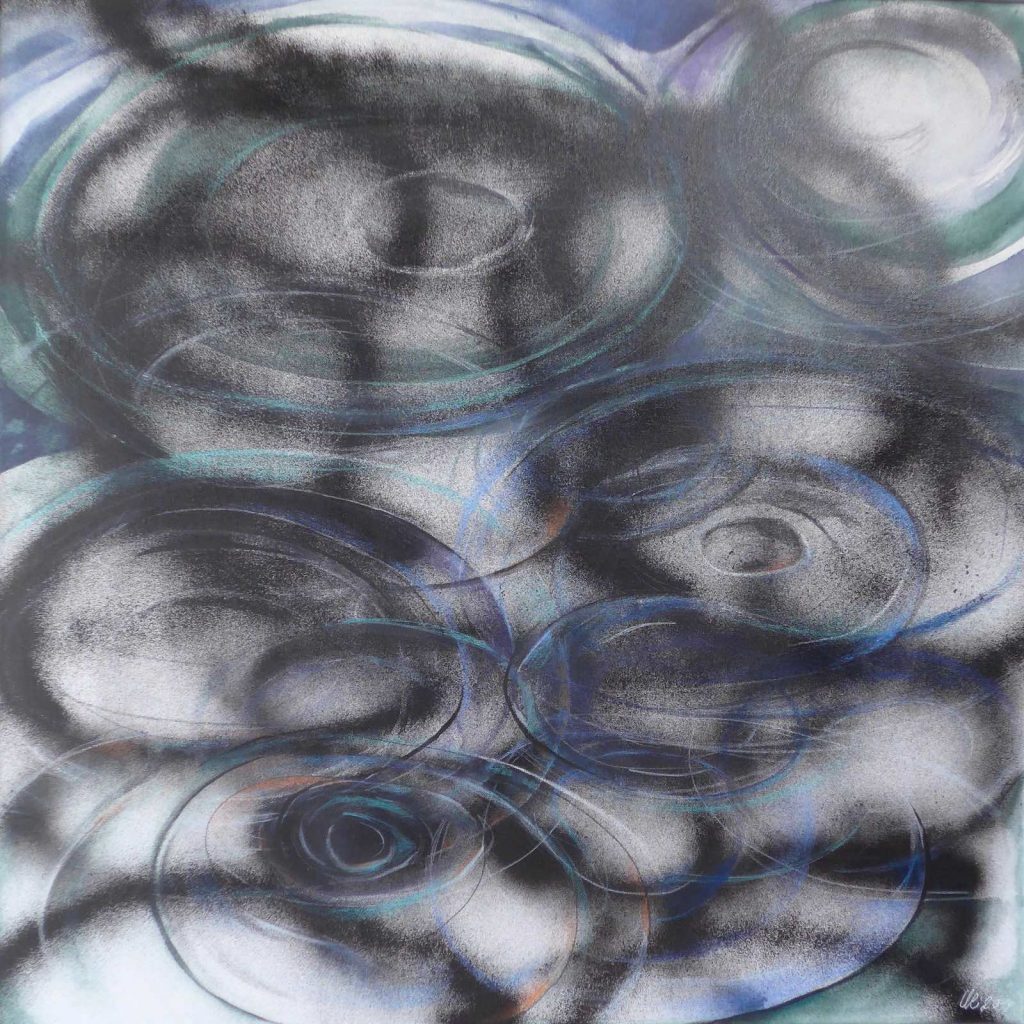 Wasser, Oberflächenimprovisation, Mischtechnik, Uli Gubik, 2018